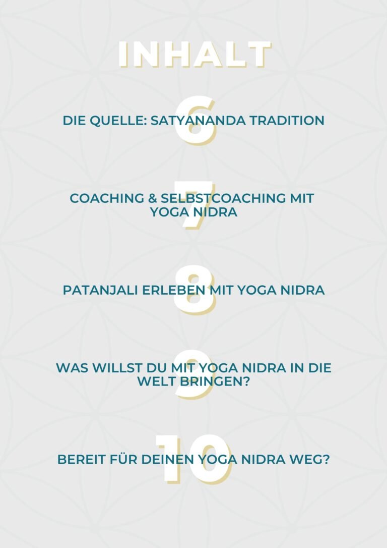 Inhalte E-Book 12 Wochen 10 Stufen zur erfahrenen Yoga Nidra Leherin Teil 2