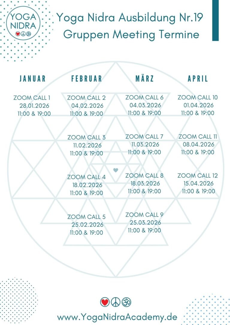 Termine 12 wöchige Yoga Nidra Ausbildung mit Marc Fenner Beginn 28.01.2026